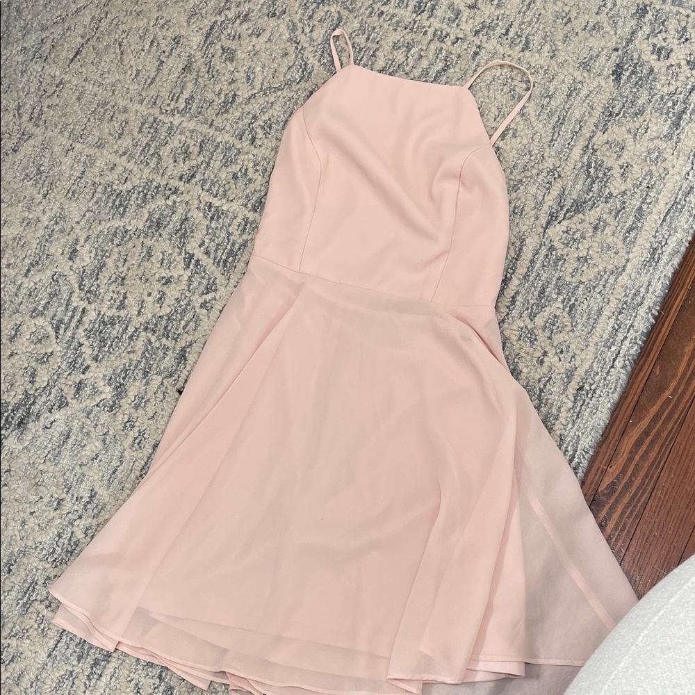Lulu's Light Blush Pink Mini Dress with Spaghetti Straps